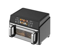 JOCCA - Freidora de Aire 10 Litros con Sistema Dual, Doble Resistencia, 2200W, 8 Programas, Función Sync, Temperatura de 80º a 200º, Temporizador, Ventana, Pantalla Táctil