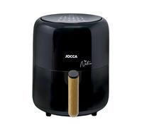 JOCCA - Freidora de Aire Caliente 3,8L Linea Nature Negra| Freidora Sin Aceite| Air Fryer 3,8 Litros| Temporizador| Temperatura Ajustable| Cocina Sana| 1450W| Pantalla LED Tactil| Ahorro Energía