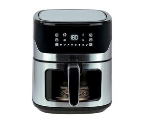 Jocca - Freidora de Aire Caliente 6,5L Negra| Freidora Sin Aceite con Ventana| Air Fryer| 1600W Potencia| Protección Sobrecalentamiento| Pantalla Led Táctil| (Plata/Negro)