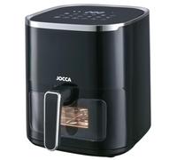 JOCCA - Freidora de Aire Caliente con Ventana 5L| Freidora Sin Aceite| Air Fryer 5 Litros| Temporizador| Temperatura Ajustable| Cocina Sana| 1450W| Negro