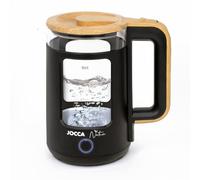 Jocca - Hervidor de agua eléctrico 1,8 L con base giratoria 360° | Cristal borosilicato | Desconexión automática | Indicador luminoso | 1500 W | Diseño Nature negro