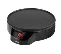 JOCCA - Máquina Crepera Eléctrica con Placa de 22 cm de Diámetro| Potencia 700W| Revestimiento Antiadherente| Incluye Esparcidor de Madera| Boton on-off| Indicador Luminoso| Ideal para fiestas| Negro