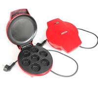 JOCCA - Máquina de hacer Cupcakes, Máquina para Magdalenas/Cocina 7 cupcakes, magdalenas, a la vez/Potencia 900W/ Antiadherente, Color Rojo