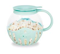 JOCCA - Palomitero de Vidrio para Microondas 2,2L con Rejilla de Silicona, Apto para Lavavajillas, Color Turquesa