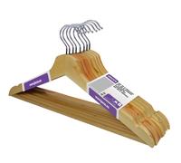 Jocca - Perchas de Madera | Barra para los Pantalones y Muescas para Evitar Que se deslicen Las Prendas | Gancho Cromado | 44x16x1,1cm (8 Unidades)