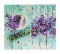 Jocca - Salvaencimeras Cristal Templado, Protector Vitrocerámica Cocina, Tabla de Cortar Vidrio, Cubre Encimera, Resistente al Calor y Arañazos, Diseño Lavanda, 2 unidades 30x52 cm