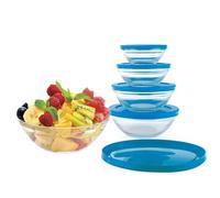 Jocca - Set de 5 Tuppers de Cristal con Tapas Herméticas Antigoteo | Apilables y Ahorra Espacio | Sin BPA | 125ml, 200ml, 350ml, 500ml, 900ml | Apto para Alimentos