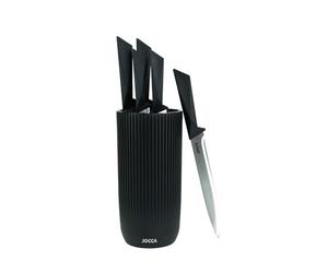 Jocca - Set de cuchillos de cocina con tacoma | Juego de 5 cuchillos profesionales de acero inoxidable | Mango ergonómico | Diseño moderno (Negro)