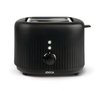 Jocca - Tostadora de Pan 2 Rebanadas, Doble Ranura Ancha 10x10 cm, 7 Niveles de Tostado, Función Recalentado, Cancelación y Descongelación, Bandeja Recogemigas, Acero Inox, 1000W, Negra