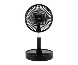 Jocca - Ventilador de Pie Plegable Portátil|Batería Recargable con USB| Altura Oscilante/ 3 Velocidades + Modo Silencioso| Blanco