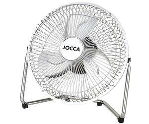 Jocca - Ventilador de Suelo Industrial, 25W, Silencioso, de Sobremesa Reclinable, 2 Velocidades, Compacto| Ventilador 3 Aspas Metálicas| Con Asa, uso sencillo, Diámetro 27cm