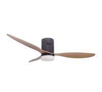 Jocca - Ventilador de Techo con Luz LED 132 cm, 3 Aspas 64 cm, Motor DC Silencioso con 6 Velocidades y Mando a Distancia, Negro