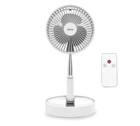 Jocca - Ventilador portátil de pie plegable | Altura ajustable 36-97,5 cm | Batería recargable 7200 mAh hasta 24 h | 3 velocidades | Mando a distancia | USB | Silencioso