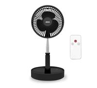 Jocca - Ventilador de Pie con Mando a Distancia/Batería Recargable 7200mAh/ 3 Velocidades/Altura Ajustable de 36 a 97.5 cm/Plegable/Con Mando a Distancia y Cargador de USB