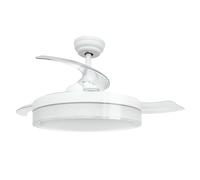 Jocca - Ventilador Techo con Luz LED Regulable| Ventilador Aspas Retráctil| Mando a Distancia| Temporizador| Función Verano e Invierno| Blanco