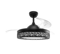 Jocca - Ventilador Techo con Luz LED Retráctil| Ventilador Silencioso| Mando a Distancia| Temporizador| Función Verano e Invierno| Programable| 6 Velocidades| Negro