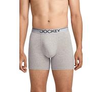 Jockey Calzoncillos tipo bóxer de algodón elástico para hombre, paquete de 3, gris, M
