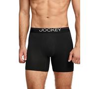 Jockey Calzoncillos tipo bóxer de algodón elástico para hombre, paquete de 3, Negro, XL