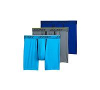 Jockey Calzoncillos tipo bóxer de microfibra a prueba de rozaduras de 6 pulgadas, paquete de 3, aguamarina brillante/gris hierro/azul arrendajo, talla L