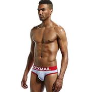 JOCKMAIL Calzoncillos de Ropa Interior de Hombres Sexy Escotado por detrás Entrepierna Tangas g Cuerdas Calzoncillos Calzoncillos Gay Slip Jockstraps (XXL, Gris)