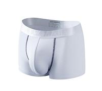 JOCKMAIL Calzoncillos Tipo bóxer para Hombre Boxer Modal Ropa Interior Suave Transpirable y cómoda (FR/ES, Letras, L, Regular, Regular, Blanco)