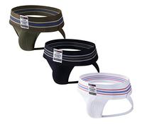JOCKMAIL Paquete de 3 calzoncillos deportivos con correa para deportista, para hombre, Negro+blanco+verde Amy, XL