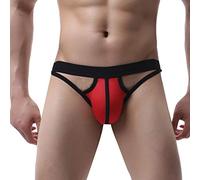 Jockstrap Hombres Gay Men 'S Cintura de Malla Ropa Interior Suave Transpirable Sexy Calzoncillos Boxer S Hombre Bañador Slip, rojo, L Corto