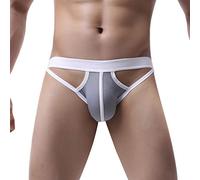 Jockstrap Hombres Gay Men 'S Cintura de Malla Ropa Interior Suave Transpirable Sexy Calzoncillos Boxer S Hombre Bañador Slip, gris, S Corto