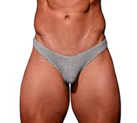 Jockstrap Hombres Sexy Tanga Hombres Algodón Ropa Interior Sólido Doble Ripp G-String Ultra Delgada Transpirable Tanga Tanga Ligeras de Baja Rise Trunks Hogar al Aire Libre Bragas para Hombres, gris