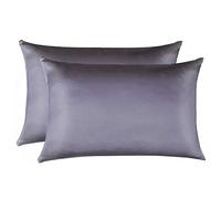 Jocoku Juego de 2 Fundas de Almohada 100% Seda de Morera para Cabello y Piel, Fundas de Almohada de Seda Natural súper Suaves y Transpirables, tamaño estándar (estándar, Gris)