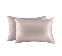 Jocoku Juego de 2 Fundas de Almohada 100% Seda de Morera para Cabello y Piel, Fundas de Almohada de Seda Natural súper Suaves y Transpirables tamaño King (tamaño King, Color Gris Albaricoque)