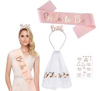 JOCXZI Bride to Be Sash and Veil, Accesorios para Despedida de Soltera con Tiara Bride to Be Sash Bride Headband para Despedida de Soltera,Tatuaje de Despedida de Soltero Pegatinas