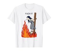 Joder Bruja ardiendo en Llamas Chica sin molestias Fumar Diversión Camiseta gráfica económica, Hombre, Blanco, XL