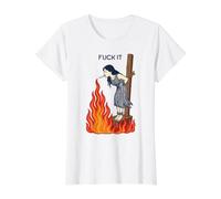 Joder Bruja ardiendo en Llamas Chica sin molestias Fumar Diversión Camiseta gráfica económica, Mujer, Blanco, S