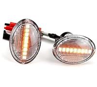 Jodriva 2 uds luces indicadores de señal giro espejo lateral izquierdo derecho con función dinámica, para Fiat 500/595/695 500C / 312 Luz repetidora lateral del coche.(BLACK Crystal White)