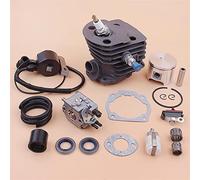 Jodriva Kit de bobina encendido carburador pistón cilindro 46mm, for Husqvarna 55 51, línea filtro combustible junta sello aceite cojinete motosierra Kit de cojinetes de cigüeñal para motosierra