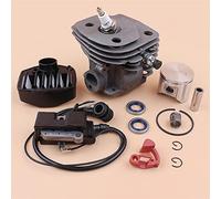 Jodriva Kit de sello aceite filtro aire bobina encendido pistón cilindro 47mm, for Husqvarna 357 XP 357XP 359, piezas Motor motosierras, pasador 12mm Kit de cojinetes de cigüeñal para motosierra