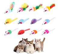 Jodsen 12 Piezas Ratones Gatos Juguetes Ratones Pequeño Ratón Juguetes de Hierba Gatera con Cola de Pluma Juguete de Gato Interactivo Peludo Juguete de Mouse Gato de Paquete Mixto
