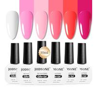 JODSONE 10ml 6 Colores Rojo Rosa Esmalte de Gel Todas las Estaciones Soak off U V Lámpara Gel Manicura Set para Nail Art Secado Rápido y Duradero San Valentín Regalos para Ella