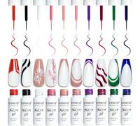 JODSONE 10pcs Nail Art Gel Liner, 3D Efecto Gel Esmalte de Uñas Pinceles Finos Pinceles DIY
