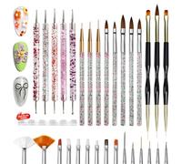 JODSONE 32 pinceles profesionales de diseño de uñas, lápices de dibujo de uñas y herramientas de punción con soporte para pinceles de uñas, pinceles de manicura precisos para principiantes y salones