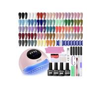 JODSONE 36Pcs Kit Uñas Semipermanentes y Lámpara, 32 Colores Kit Esmaltes de Uñas en Gel Semipermanentes con Base Top Mate Top Coat Kit Manicura Semipermanente para Principiante