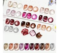JODSONE Cat Eye Gel Nail Polish Set Pink Rose Red Sliver Collection 10 Colors holográfico Sparkle Cat Eye with Base Coat Top Coat Magnet DIY Nail Art Gift