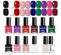 JODSONE Juego de 12 esmaltes de uñas con 10 colores combinados, 2 bases y top coat, esmalte de uñas de secado rápido para bricolaje hasta principiantes.