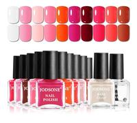 JODSONE Juego de 12 esmaltes de uñas con 10 combinaciones de colores rosas, 2 bases y top coat, esmalte de uñas de secado rápido para mujeres, regalo de belleza