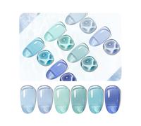 JODSONE Juego de esmalte de uñas de gel de gelatina de 10 ml, 6 colores, azul océano, turquesa, esmalte de gel con cristal, duradero, para todas las estaciones, necesita lámpara U V