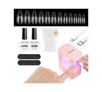 JODSONE Juego de lámparas de uñas rosas, kit de puntas cuadradas para principiantes