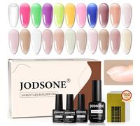 JODSONE Kit de Builder Gel Uñas de Color 24 Piezas | Base Rubber para Uñas, Top Coat y Gel de Extensión | Larga Duración, Alto Brillo | Regalo para Mujeres