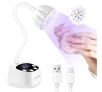 JODSONE - Lámpara U V/LED para Uñas Recargable con Cuello de Cisne Flexible, Sensor Automático, 4 Temporizadores y Pantalla Táctil, Secador Portátil para Gel, Color Blanco Cerámica