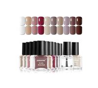 JODSONE Set de 12 Pintauñas Colores Otoño con Base y Top Coat - Esmaltes de Uñas Tono Nude, Marrón, Chocolate y Rojo - Esmalte de Uñas Secado Rápido - Ideal para Regalos